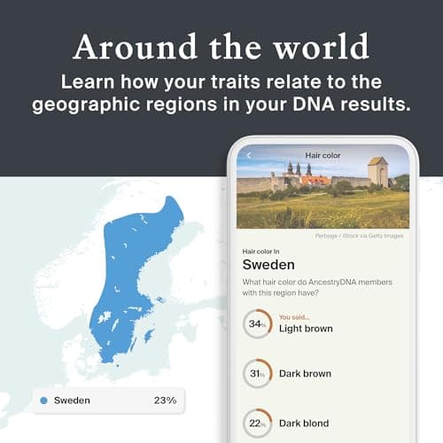 AncestryDNA + Traits Genetic Test Kit: Personalized Genetic Traits, DNA Ethnicity Test, Origins & Ethnicities, Complete DNA Test, Ancestry Reports