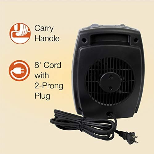 Lasko Portable Indoor Electric Ceramic Space Heater with Tip-Over Safety Switch, Overheat Protection, Thermostat and Extra Long Cord, 2 Speeds, Safe for Home, 9.2 Inches, Dark Gray, 1500W, 754201