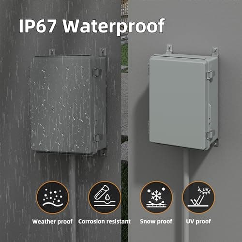 Joinfworld Waterproof Box for Electronics Outside 11.4x7.5x5.5" Outdoor Weatherproof Electrical Box Plastic Weather Proof Nema 4 Enclosure