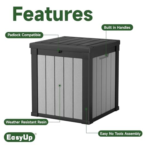 50 Gallon Outdoor Storage Box, Resin Waterproof UV-Resistant Deck Box, Reinforced Stability for Patio, Garden, and Poolside, Striped Black & White