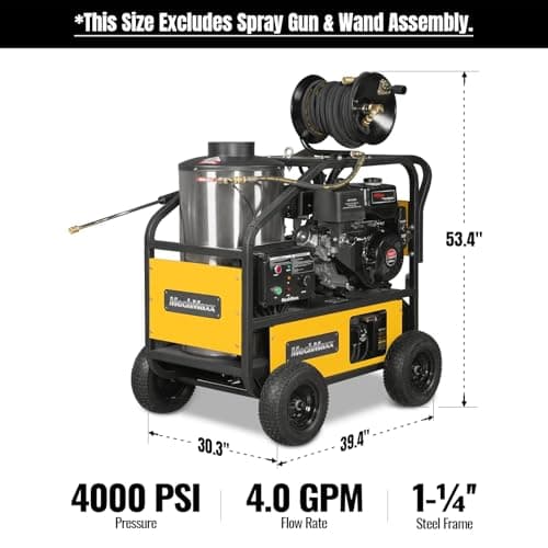 4000 PSI 4 GPM 15 HP E-Start Gas Engine Hot Water Pressure Washer with Hose Reel, HPW40D