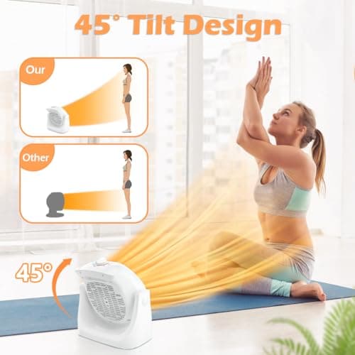 LifePlus 2 in 1 Heater Fan Combo, Portable Cooling Desk Fan, Air Circulator Fan 45° Tilt, 2 Wind Speeds, 1500W Overheat Protection Personal Small Floor for Home Office White