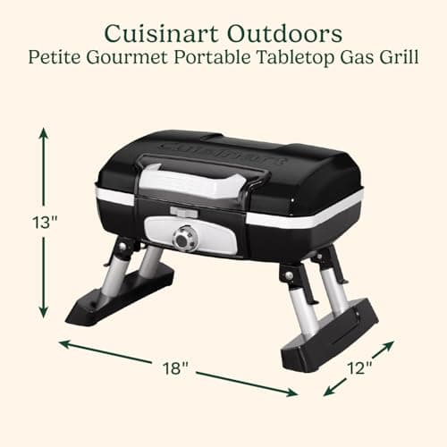 Cuisinart CGG-180TB Portable Propane, Petit Gourmet Tabletop Gas Grill, Black