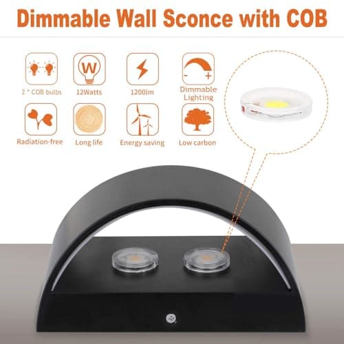 Lightess LED Wall Sconce Light Indoor Dimmable Wall Lights Modern 12W Hallway Wall Lighting for Living Room Bedroom Stair, Warm White