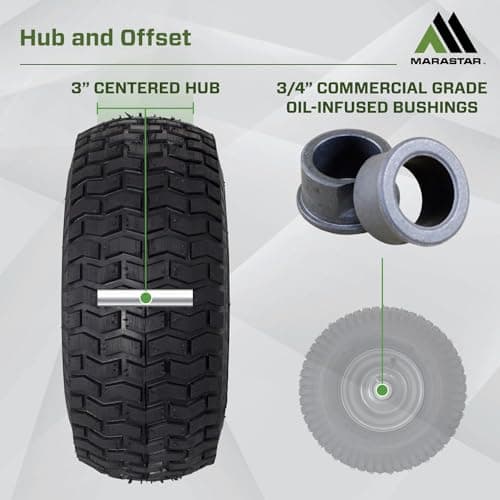 MARASTAR 21446-2PK 15x6.00-6 Tire and Wheel Assembly, Pneumatic Replacement Lawn Mower Front Tires Compatible with Craftsman Riding Lawn Mowers, 2 Pack, Easy Install Assembly
