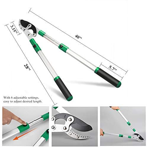 SK5 High-Performance Compound Action Anvil Lopper,Chops Thick Branches with Ease,2 Inch Cutting Capacity,28inch-40inch Telescoping Lopper, Tree Trimmer with Sturdy&Comfortable handle(A）