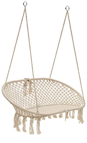 Sorbus Hammock Chair Macrame Hanging Swing Bench, Perfect for Indoor, Outdoor, Teens Girl Bedroom, Home, Room, Patio, Deck, Yard, Garden, Knitted Floating Swinging Bench, (Double Swing)