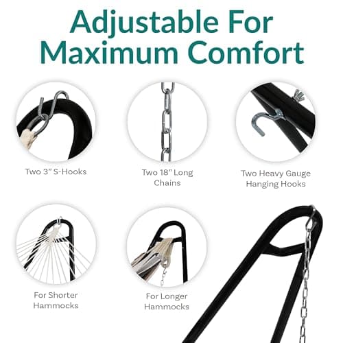 Sunnydaze Universal Double Hammock Stand Only - 550-Pound Capacity - Heavy-Duty Hammock Stand for Outside - Fits 9 to 14 Foot Hammocks - Black