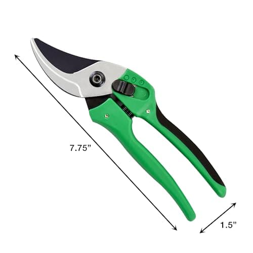 8 Inch Garden Pruner with a SK5 Carbon Steel, Non-stick, Rust Resistant Blade. Adjustable for Small and Large Hands