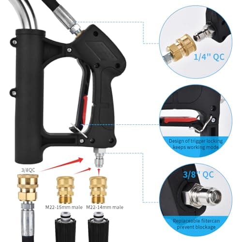20" Pressure Washer Surface Cleaner with 4 Wheels - Stainless Steel Dual Handle Surface Cleaner for Pressure Washer Attachment for Concrete, Patio, Sidewalk, Deck and Driveways