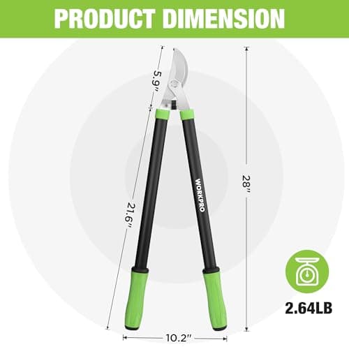 WORKPRO Bypass Lopper, 28" Branch Cutter with 65MN Spring Steel Blade, Heavy Duty Tree Trimmer with 1-1/4inch Cutting Capacity, Perfect for Cutting Shrubs and Branches