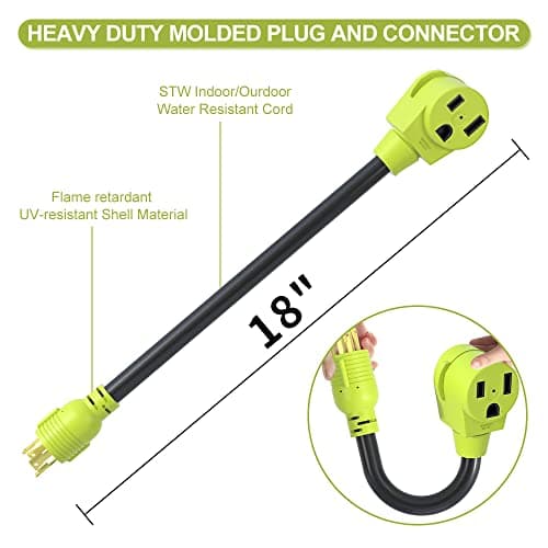 Generator Welder Adapter,NEMA L14-30P Male Plug to 6-50R Female Socket,4 Prong Generator to Welder Adapter Plug Power Cord,STW 10 AWG(1.5FT)