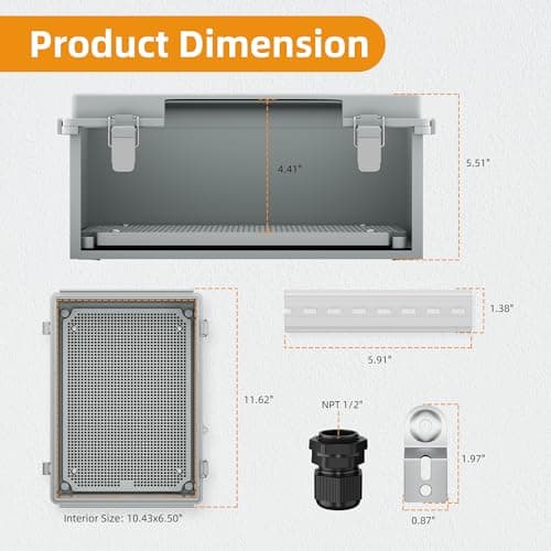 Joinfworld Waterproof Box for Electronics Outside 11.4x7.5x5.5" Outdoor Weatherproof Electrical Box Plastic Weather Proof Nema 4 Enclosure