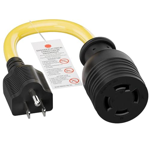 NEMA 5-15P to L14-30R Power Adapter Cord, WINXUS Household 15Amp to Generator Lock in 30Amp Adapter Cord, 3 Prong to 4 Prong Generator Transfer Switch Converter, STW 12AWG,1FT