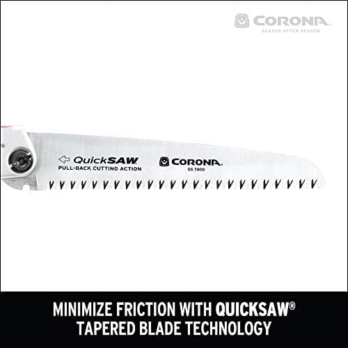 Corona Tools 7-Inch QuickSAW Folding Saw | Pruning Saw Designed for Single-Hand Use | Curved Blade Hand Saw | Cuts Branches Up to 4" in Diameter | QS 7800