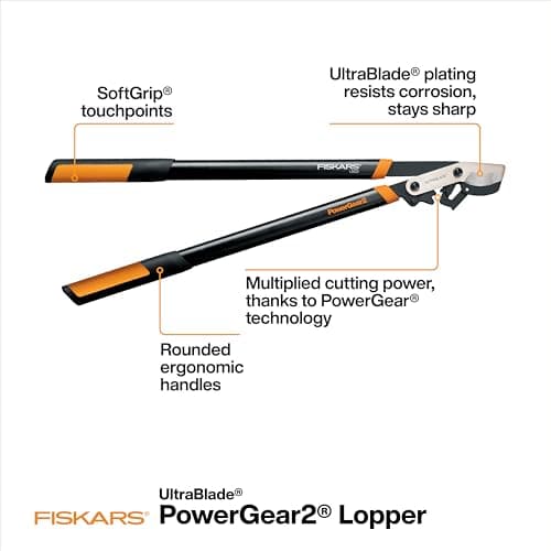 Fiskars 32-Inch Loppers for Tree Trimming, Heavy Duty, Low-Friction Sharp Steel Blade, Branch Cutter up to 2-Inch Diameter Cut Capacity, PowerGear2 Technology that Multiplies Power for Less Effort