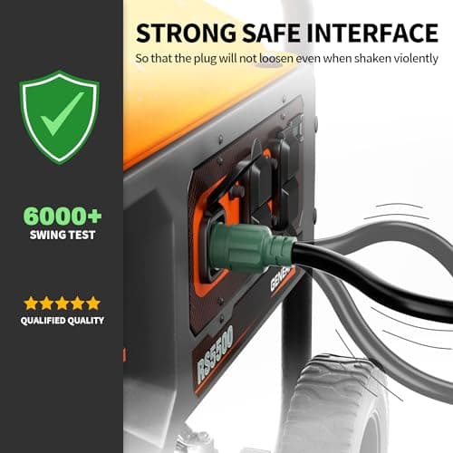 50 FT 30 Amp Generator Extension Cord 4 Prong, Heavy Duty NEMA L14-30P to NEMA L14-30R, 125/250V 7500W, Green 10 Gauge STW Twist Locking House Power Cord, 50 Feet Generator Cable