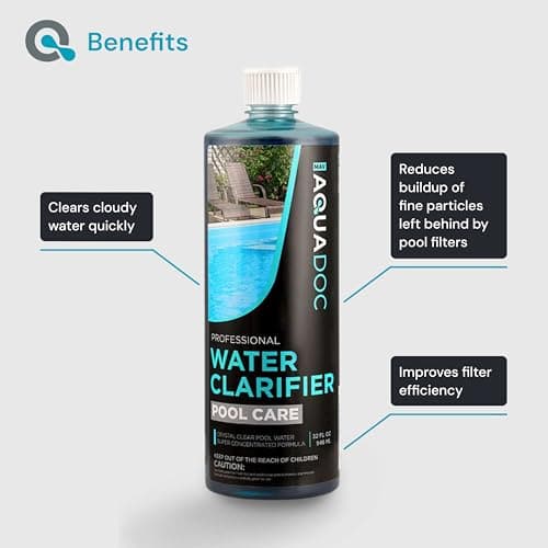 Pool Clarifier Liquid for Fast Acting Cloudy Water Treatment, Swimming Pool Water Clarifier Pool Owners Love, Use Our Clarifier to Keep Your Pool Clear - AquaDoc 32oz