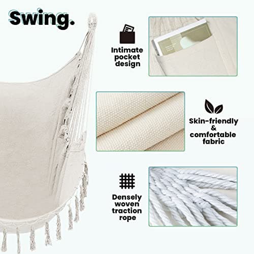 Hammock Chair with Stand,Heavy-Duty Hanging Chair with Stand, for Indoor Outdoor,Sturdy Swing Chair Stand Max Load 350 pounds(Hammock Chair Included)