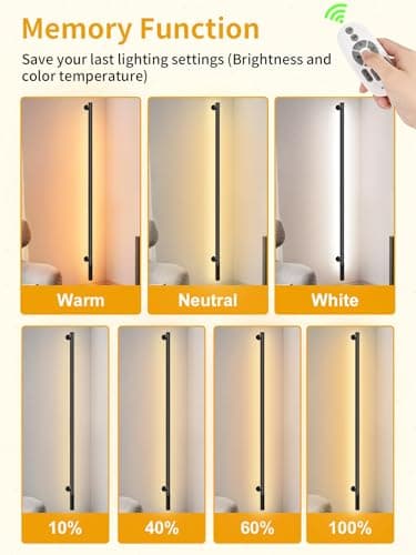 Upgrade Plug in Wall Sconces, 58.2Inch Extra-Long Corner Wall Lights for Living Room, Corner Light with Remote Control, Minimalist Slim Plug in Sconce, 12W Wall Lamps for Living Room Bedroom (1 Pack)
