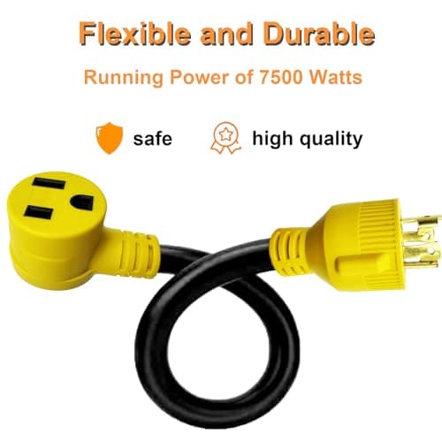 NEMA L14-30P to 6-50R Welder Adapter Plug Cord 1.5 FT, 4 Prong 30 Amp Twist-Lock Generator Male to 3 Prong 50 Amp Welder Female Cord, 10 AWG, Heavy Duty, ETL Listed