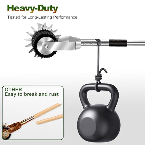 Wheel Rotary Edger Lawn Tool, Manual Grass Edger Trimmer with Adjustable 31.5-60 Inch Stainless Steel Handle, Weed Edger for Sidewalks, Driveways, Garden, Yard, Landscaping, Ergonomic