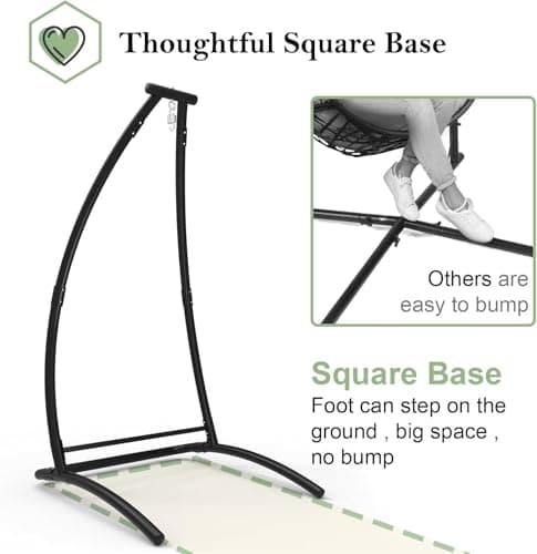 C Type Hammock Chair with Stand, Swing Chair with Neck Pillow, Hammock Stand for Balcony, Patio and Deck, Maximum Weight 300 lbs. (Aqua)