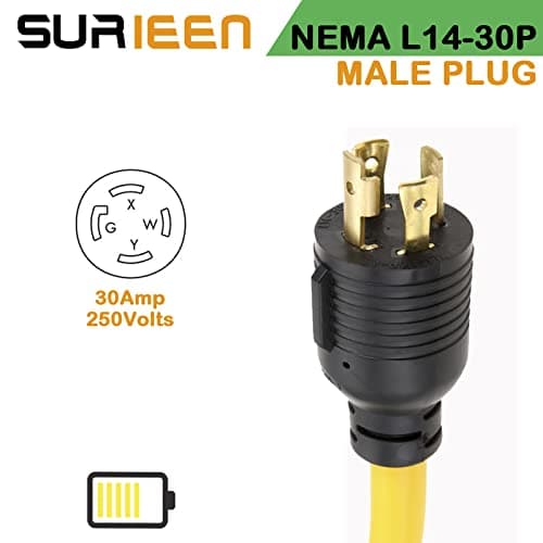 NEMA L14-30P to 6-50R Generator Welder Adapter Plug Cord 1.5FT, 4 Prong to 3 Prong Generator Adapter 125/250V, Heavy Duty Welder Adaptor Extension Cord STW 10AWG, UL Listed