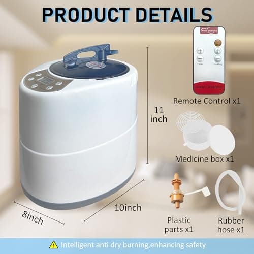 Sauna Steamer 4.2L, 2000W,Portable Upgrated Steam Generator,Large Stainless Steel Pot Generator, Home SPA Fumigation Steam Machine with Touch Button, Timer Display,Remote Control