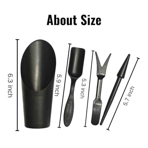 Garden Shovel Hand Tools Transplanting Potting Bonsai Soil Scoop Plastic Succulent Kits,Mini Garden Plant Care Shovel Soil (Black)