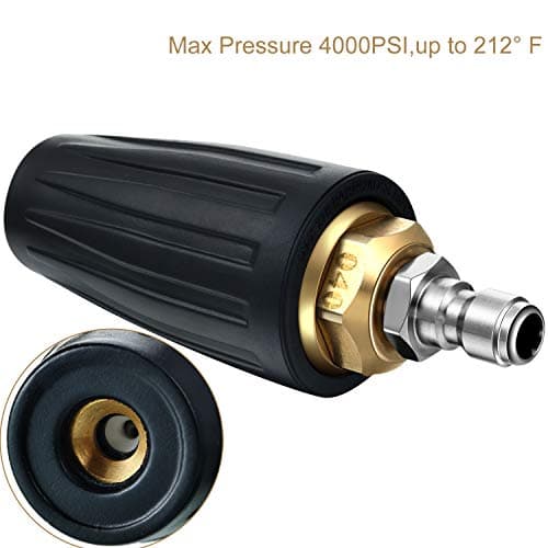 Mudder 4000 Psi Pressure Washer Rotating Turbo Nozzle 4.0 Gpm Quick Connector Turbo Nozzle with 7 Pieces Spray Tips Kit Multiple Degrees (0, 15, 25, 40, 65 Degrees, Rinse1, Soap2)(Black)