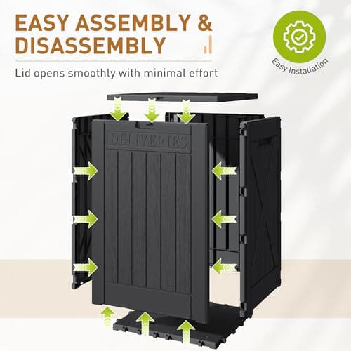 Devoko 48 Gallon Package Delivery Box Outdoor Secure Lockable, Waterproof Deck Box PP Material Storage Container for Porch, Deck (Black, 48 Gallon)