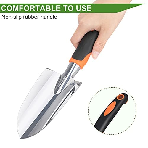 Garden Tool Set, 3PCS Sturdy Gardening Hand Tools Kit - Trowel/Shovel, Transplanter, Sharp Bypass Pruning Shears/Scissors/Clippers - Comfortable Handle - Ideal Gifts for Men & Women