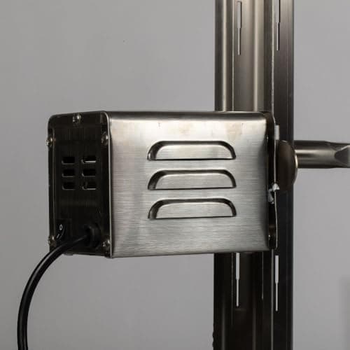 TITAN GREAT OUTDOORS Ash & Ember 13W Stainless Steel Rotisserie Grill, Rated 85 LB for Medium Game, 4 RPM Rotation Speed, Outdoor Grill with Dual Prong Spit Rod, Single Leg Bracket, and Spine Fork