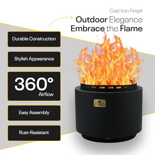 18" Smokeless Fire Pit with Removable Ash Pan, Fire Poker & Carry Bag - Portable Outdoor Fire Pit - Cast Iron - Wood Burning Lightweight Fireplace, Ideal for 4-6 People, 25 lbs