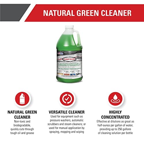 Simpson Cleaning 88283 Cleaner, Concentrated Soap Solution for Pressure Washers and Spray Bottles, Use on Concrete, Vinyl Siding, Appliances, Windows, Cars, Fences, Decks, Green, 1 Gallon