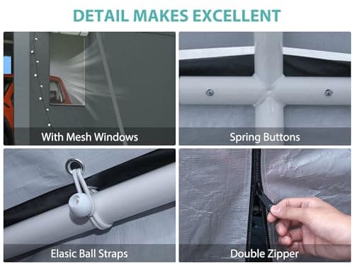 2 Car Carports 20X20 Heavy Duty with Removable Side Walls, Car Port Canopy, Portable Shelter, All Weather, Gray