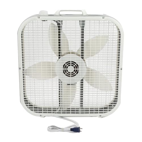 20" Classic White Box Fan – 3-Speed Adjustable, Weather-Resistant Motor, 22.5" Height, Model B20200 (New)