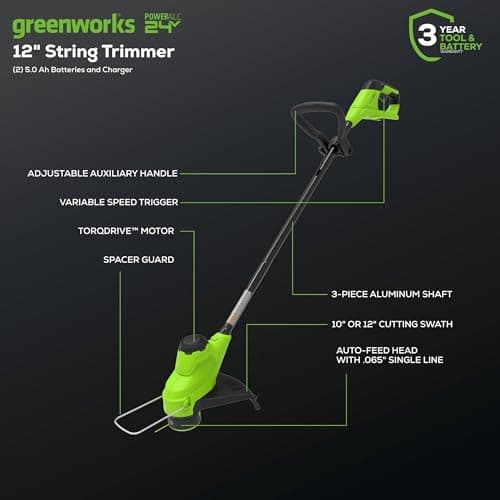 Greenworks 48V (2x24V) High - Performance Cordless Yard Tool Combo: 21" Self - Propelled Lawn Mower, 12" Trimmer & Blower, with 3 Batteries & 2 Chargers