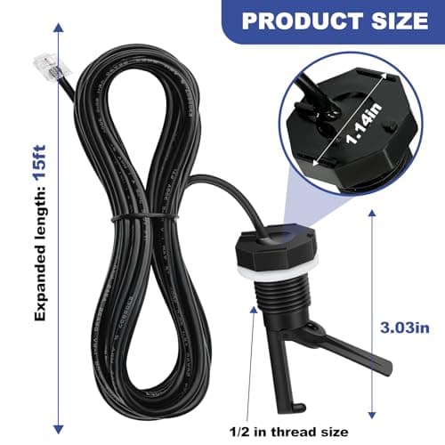 GLX-FLO-RP Flow Switch Assembly, Pool Flow Sensor Compatible with Goldline and Aquarite Salt Systems Pool Flow Switch with 15 ft. Cable