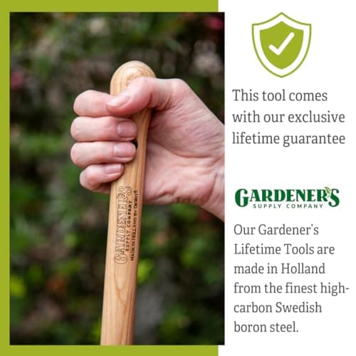 Gardener's Supply Company Supply Lifetime Half-Moon Hoe, Heavy Duty Forged Steel with Ergonomic Hardwood Handle, Gardening Hand Tool for Weeding and Loosening Soil