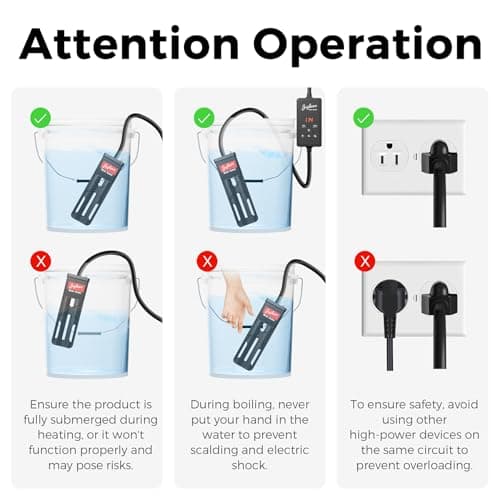 Hot Tub Heater, Bathtub Heater, Spa Heater, Immersion Water Heater: Portable Hot Tub Heater with Cast Aluminum, Digital Display & Temperature Sensor for Fast, Safe Heating