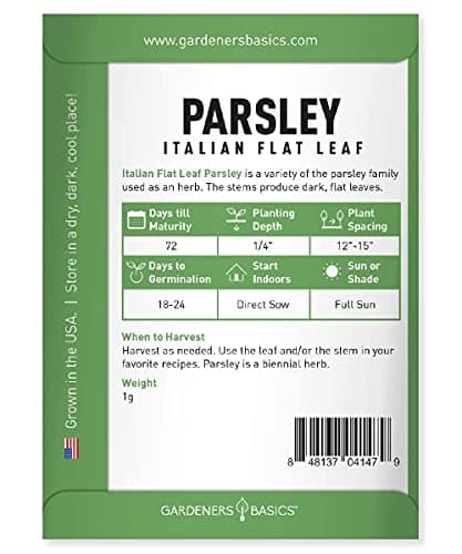 Gardeners Basics, Parsley Seeds for Planting, Italian Flat Leaf is A Heirloom, Open-Pollinated, Non-GMO Herb Variety- Great for Indoor and Outdoor Gardening and Herbal Tea Gardens