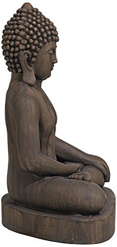 John Timberland Sitting Buddha Statue Sculpture Zen Asian Japanese Garden Decor Outdoor Front Porch Patio Yard Outside Home Balcony House Dark Sandstone Faux Stone Finish Resin 29 1/2" Tall