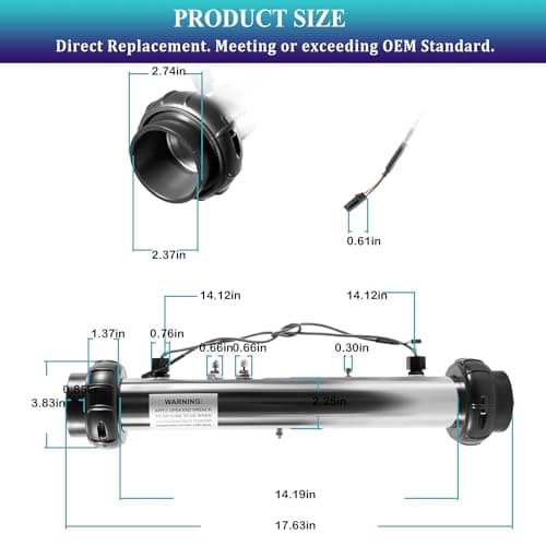 Bonbo 58117 M7 Heater Assembly w/Sensors Fits for Balboa VS, EL, TS, GS, BP Control Systems Hot Tub Spa Heater Element Works on 4.0kW 240V / 1.0kW 110V-120V