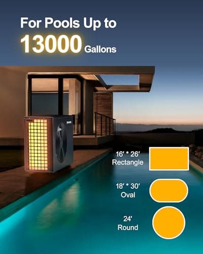 40000BTU Pool Heat Pump for 13000 Gallons Ingroud and Above Ground Pools, Smart Electric Pool Heater with WiFi Control APP, 220-240V, Titanium Heat Exchanger