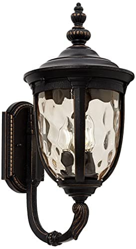 John Timberland Bellagio European Outdoor Wall Light Fixture Sconce Bronze Aluminum 21" Hammered Glass Decor for Exterior House Porch Patio Outside Deck Garage Yard Front Door Garden Home