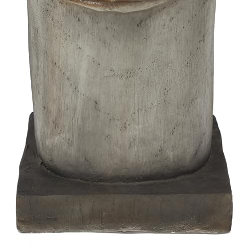 The Novogratz Magnesium Oxide Decorative Garden Sculpture Indoor Outdoor Easter Island Head Garden Statue, Outdoor Sculpture 10" x 10" x 33", Brown