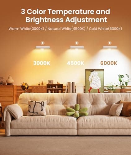 Wall Sconce with 7500mAh Rechargeable Battery LED Wall Light for Bedroom with Remote Control, 3 Colors Wireless Wall Lamp 360° Rotate Dimmable Brightness with 15 RGB Colors,White,1Pack