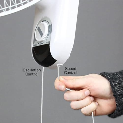 Hurricane Classic Oscillating Wall Mount Fan w/ 3 Quite Speeds, White, 16" - Corded Electric Air Cooling Unit w/Easy Pull Cord Controls for Home, Grow Tents, Offices, Sheds, Studios, Garages & Dorms